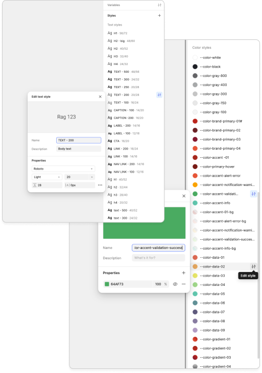Variables1 Screenshot of variables presets in Figma